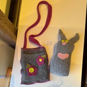 NWT 100% Cashmere Bunny and Purse